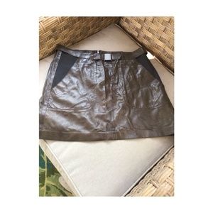 Vince Brown Leather Skirt